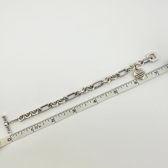 David Yurman Figaro Heart Charm Bracelet w/ 18K Yellow Gold - 7.25" - Picture 16 of 16